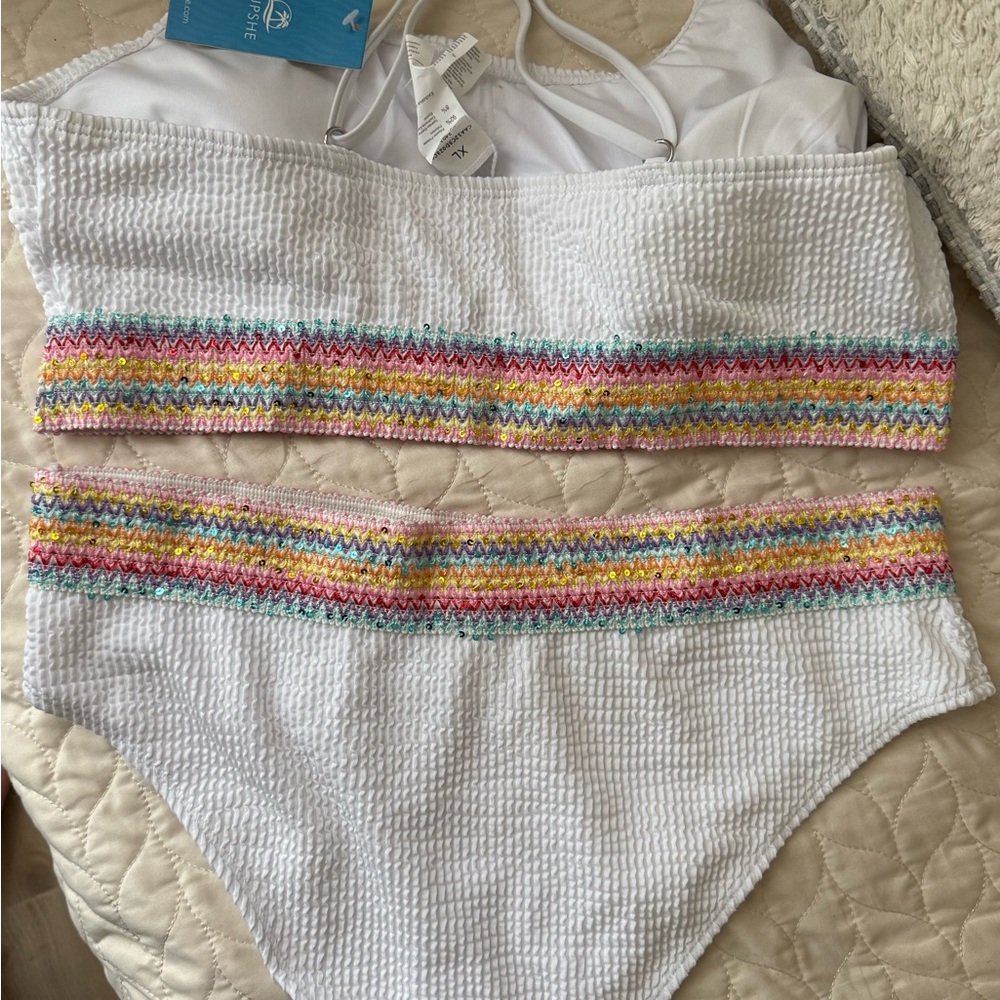 Cupshe White Multicolor Two-Piece Swimsuit - Picture 5 of 7